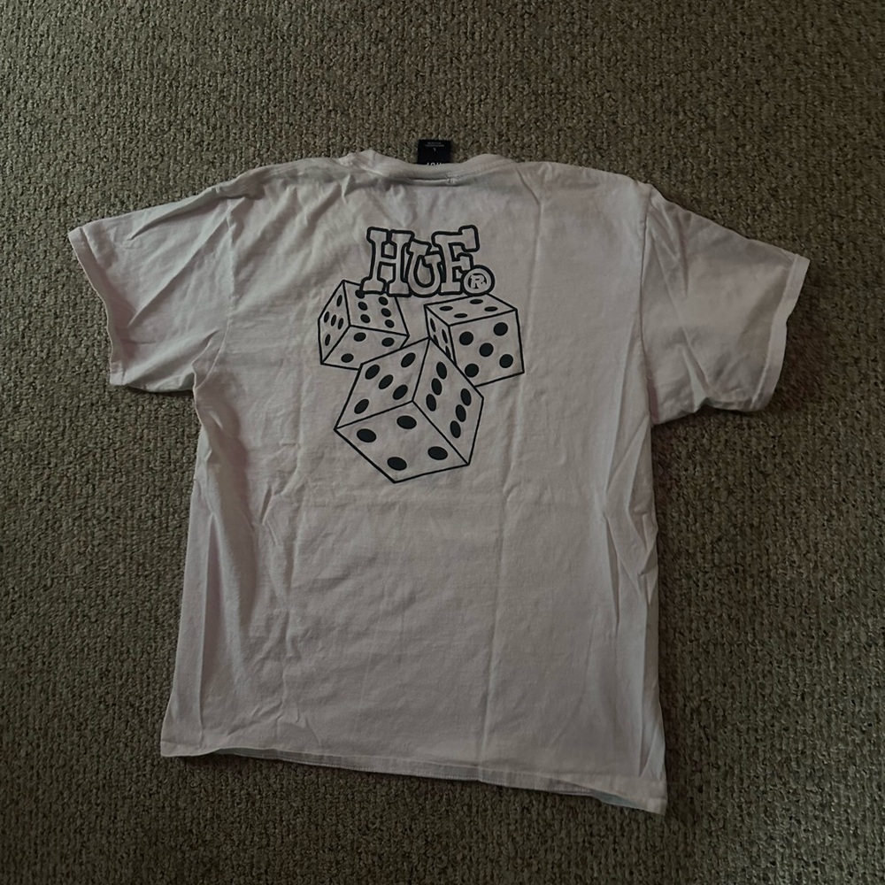 HUF White Tee with Black Dice Graphic